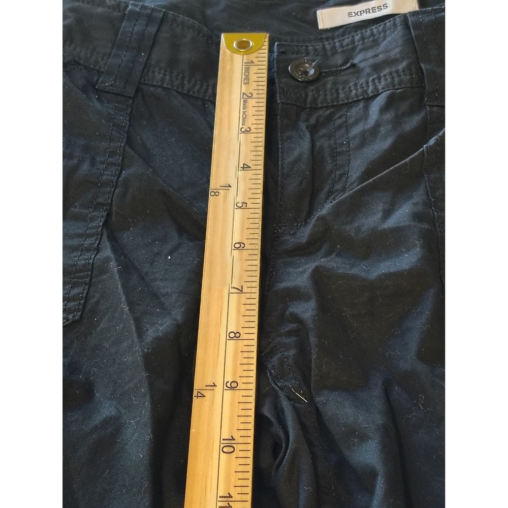 Express Womens Black Cargo Pants Wide Leg Utility Y2K Multi Pocket Size 8 24 - Picture 5 of 9